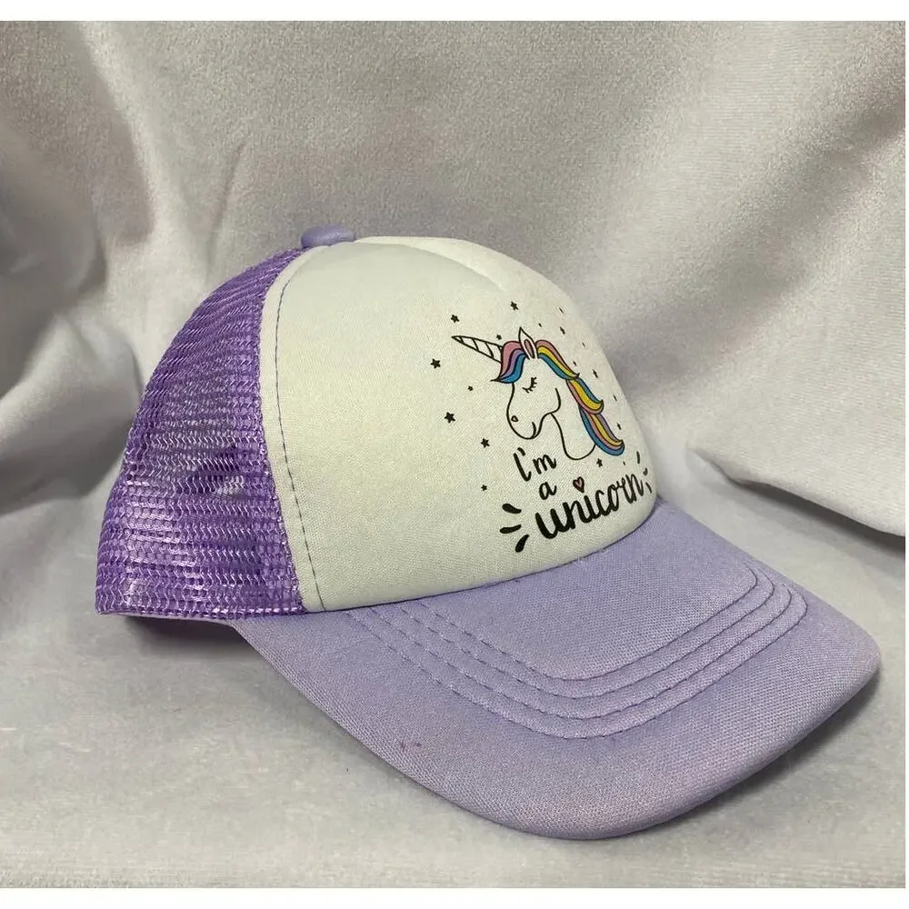 One Baby Trucker Hat I'm a Unicorn Purple & White NEW